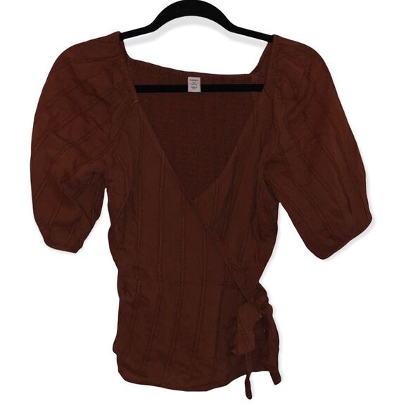 Women's NWT Old Navy Burnt Orange Wrap Top - Picture 1 of 9